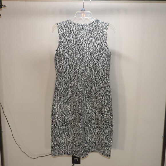 Lands End Herringbone Sleeveless Ponte Pencil Dress Black White Pockets Size 8 - Picture 1 of 15